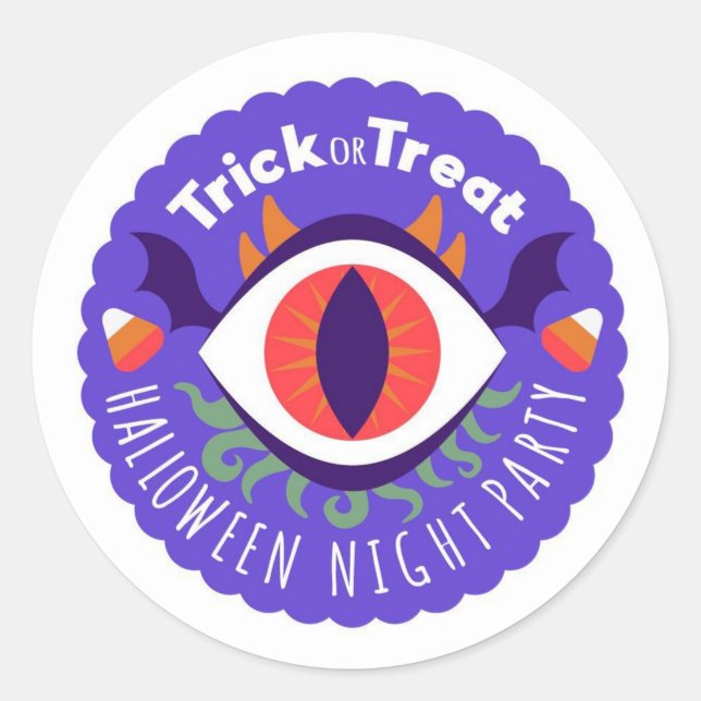 Trick or Treat Cat Eye Classic Round Sticker (Front)