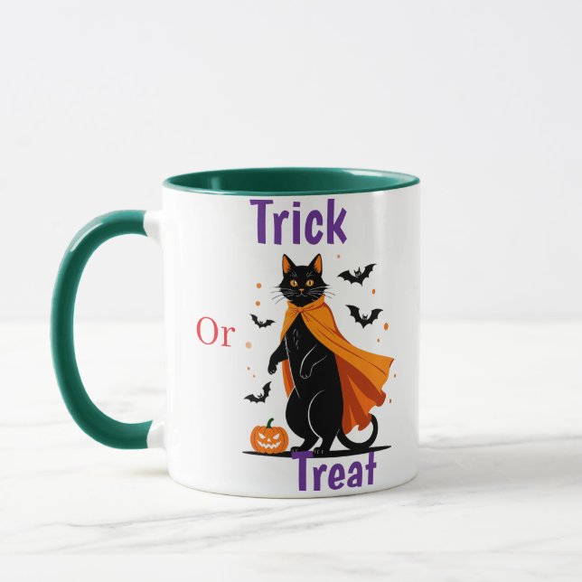 Trick or Treat Cat Halloween Design Mug (Left)