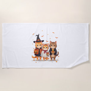 Trick-or-Treat Cat Squad Beach Towel