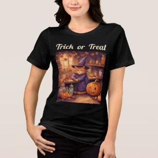 trick or treat cat Tri-Blend shirt