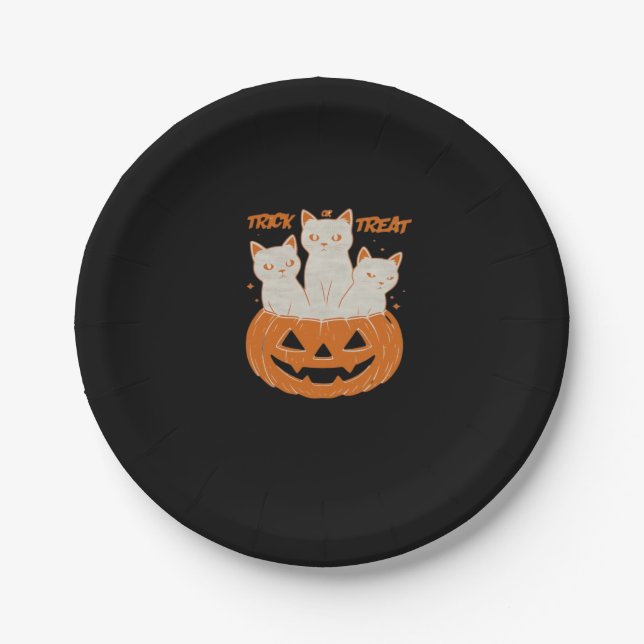 Trick or Treat cats Classic T-Shirt Paper Plate (Front)