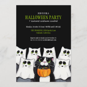 Trick or Treat Cats Halloween Party Invitations