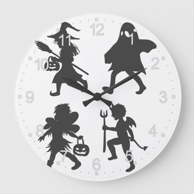 Trick  or treat - Choose background colour Large Clock (Front)