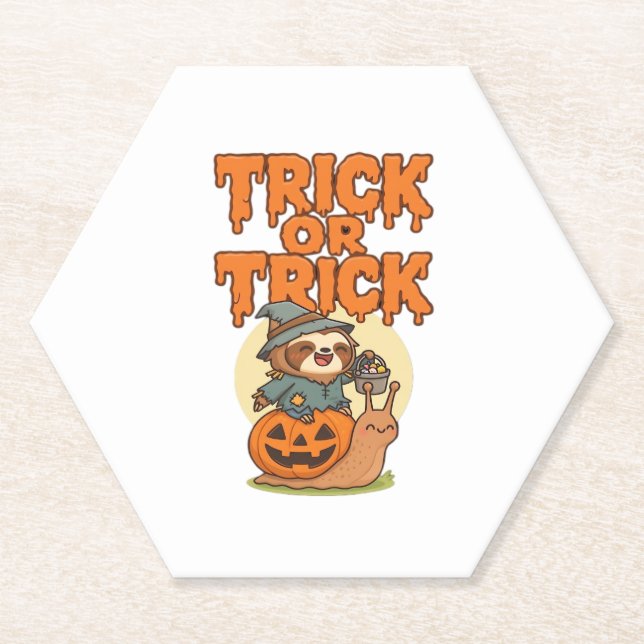 Trick or Treat Classic T-Shirt Paper Coaster (Front)