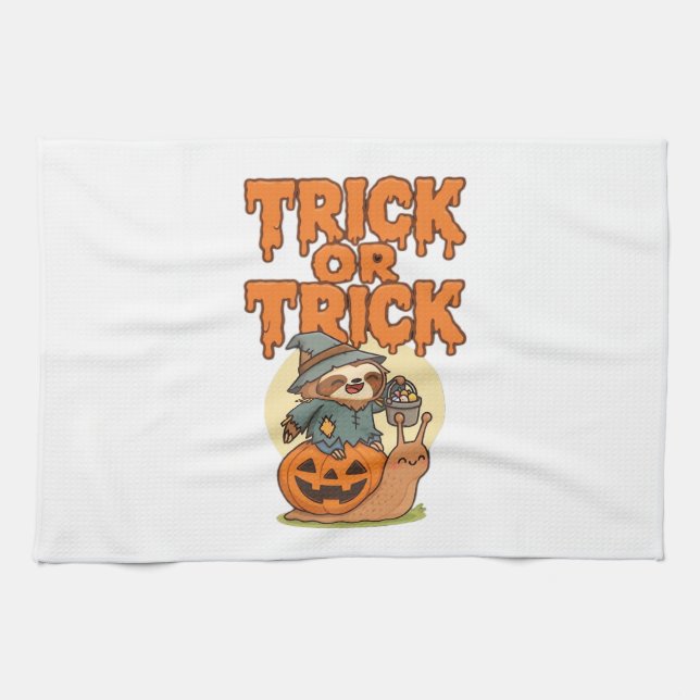Trick or Treat Classic T-Shirt Tea Towel (Horizontal)