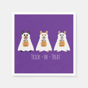 Trick Or Treat Corgi Ghost Dogs Halloween Napkin