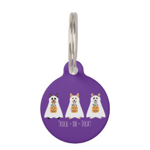 Trick Or Treat Corgi Ghost Dogs Halloween Pet Tag