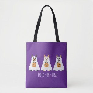 Trick Or Treat Corgi Ghost Dogs Halloween Tote Bag