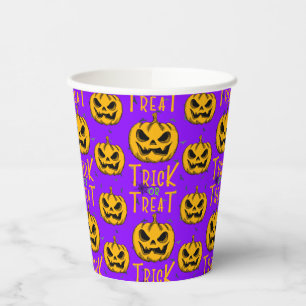 Trick or Treat Creepy Pumpkins Halloween Party Paper Cups