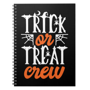Trick Or Treat Crew Funny Cute Moon Scary Spider Notebook