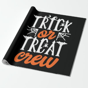 Trick Or Treat Crew Funny Cute Moon Scary Spider Wrapping Paper