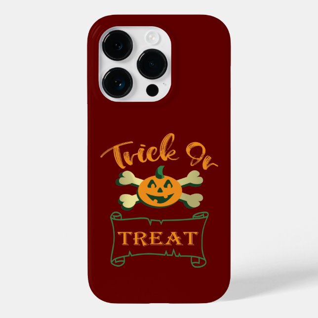 Trick or treat crossbones Halloween pumpkin  Case-Mate iPhone Case (Back)
