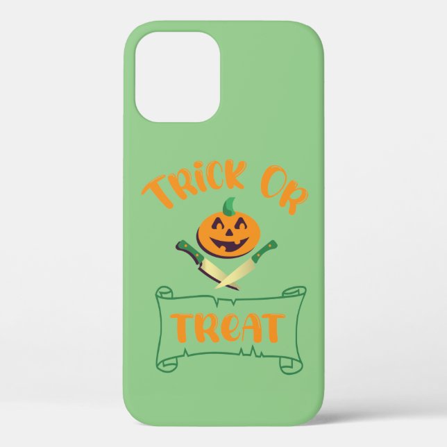 Trick or treat crossbones Halloween pumpkin face Case-Mate iPhone Case (Back)