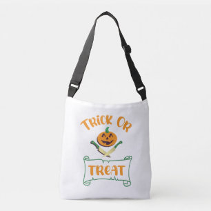 Trick or treat crossbones Halloween pumpkin face Crossbody Bag