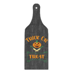 Trick or treat crossbones Halloween pumpkin face Cutting Board