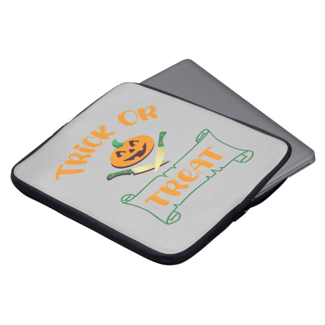 Trick or treat crossbones Halloween pumpkin face Laptop Sleeve (Front Top)