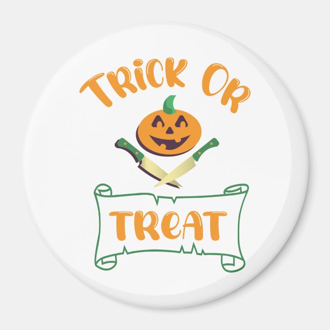 Trick or treat crossbones Halloween pumpkin face Magnet (Front)