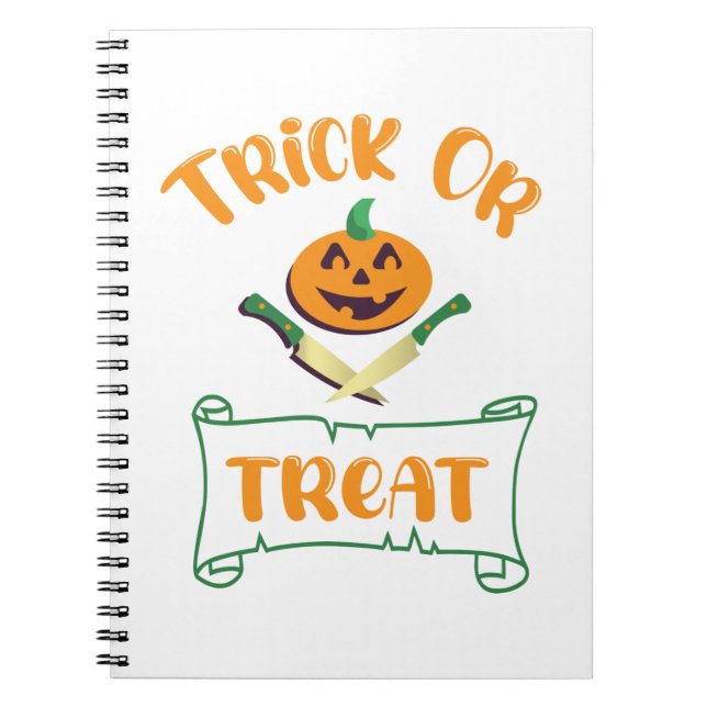 Trick or treat crossbones Halloween pumpkin face Notebook (Front)