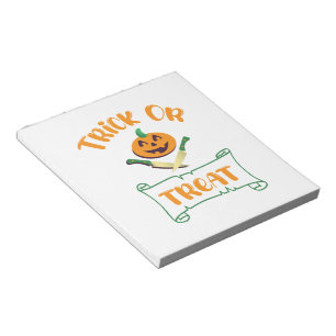 Trick or treat crossbones Halloween pumpkin face Notepad