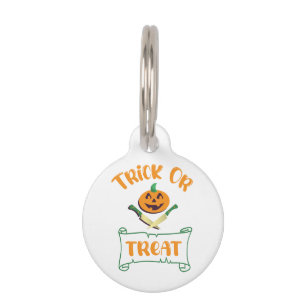 Trick or treat crossbones Halloween pumpkin face Pet Tag