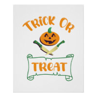 Trick or treat crossbones Halloween pumpkin face