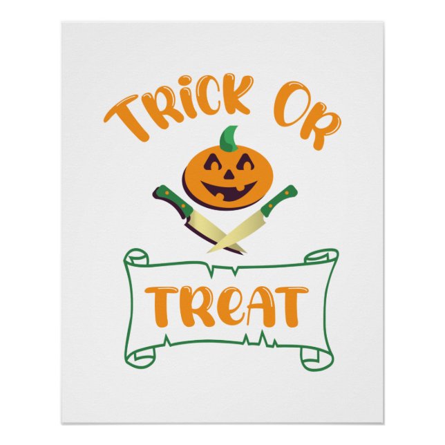 Trick or treat crossbones Halloween pumpkin face Poster (Front)