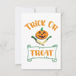 Trick or treat crossbones Halloween pumpkin face RSVP Card