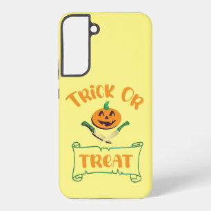 Trick or treat crossbones Halloween pumpkin face Samsung Galaxy Case