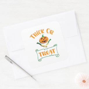 Trick or treat crossbones Halloween pumpkin face Square Sticker