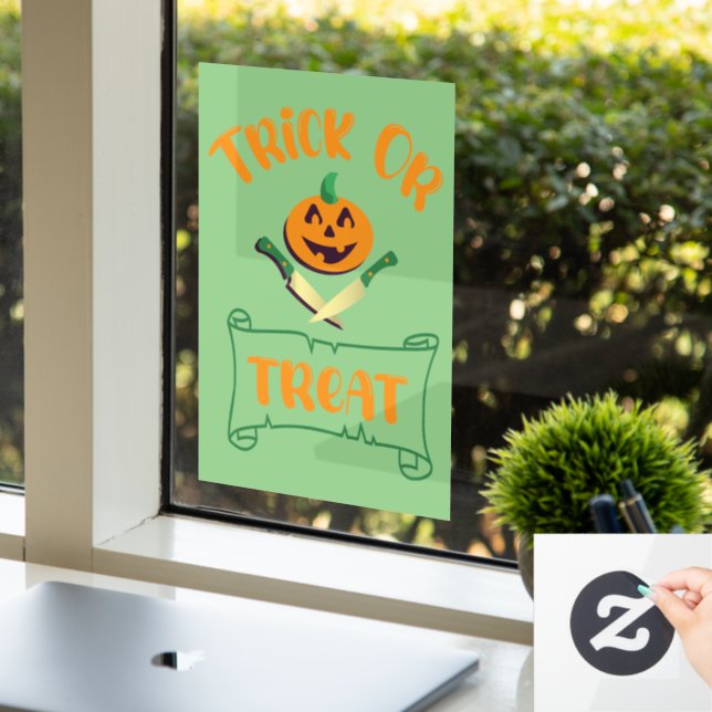 Trick or treat crossbones Halloween pumpkin face Window Cling (Office)