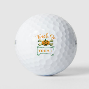 Trick or treat crossbones Halloween pumpkin Golf Balls