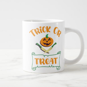 Trick or treat crossbones Halloween pumpkin   Large Coffee Mug