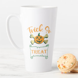 Trick or treat crossbones Halloween pumpkin   Latte Mug