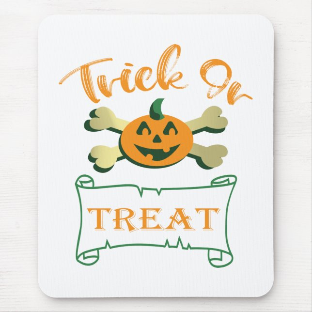 Trick or treat crossbones Halloween pumpkin  Mouse Mat (Front)