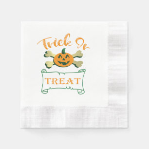 Trick or treat crossbones Halloween pumpkin  Napkin