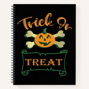 Trick or treat crossbones Halloween pumpkin Notebook