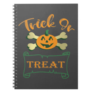 Trick or treat crossbones Halloween pumpkin Notebook