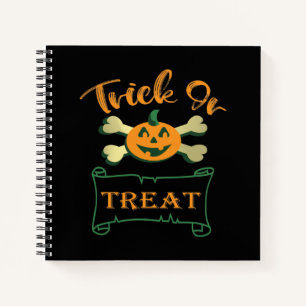 Trick or treat crossbones Halloween pumpkin  Notebook