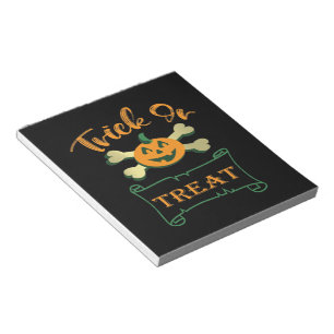 Trick or treat crossbones Halloween pumpkin Notepad