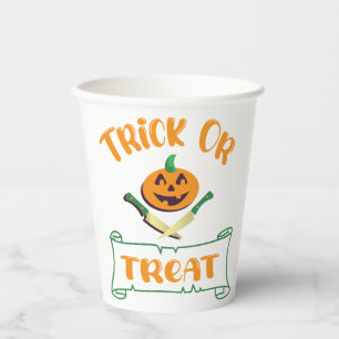 Trick or treat crossbones Halloween pumpkin Paper Cups