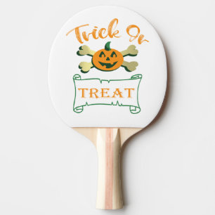 Trick or treat crossbones Halloween pumpkin  Ping Pong Paddle