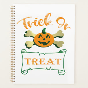 Trick or treat crossbones Halloween pumpkin Planner