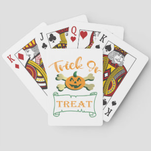 Trick or treat crossbones Halloween pumpkin Playing Cards