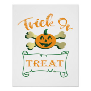 Trick or treat crossbones Halloween pumpkin Poster