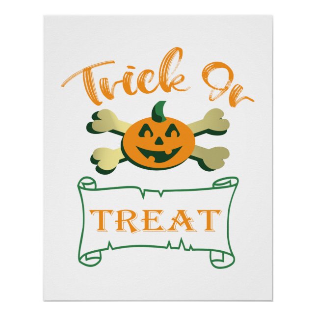 Trick or treat crossbones Halloween pumpkin  Poster (Front)