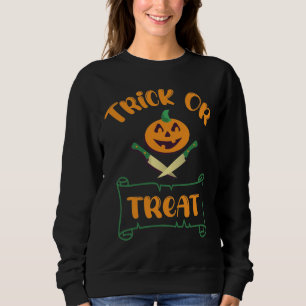 Trick or treat crossbones Halloween pumpkin Sweatshirt