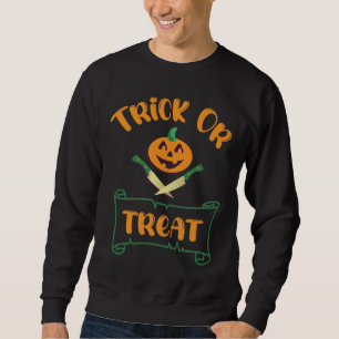 Trick or treat crossbones Halloween pumpkin Sweatshirt