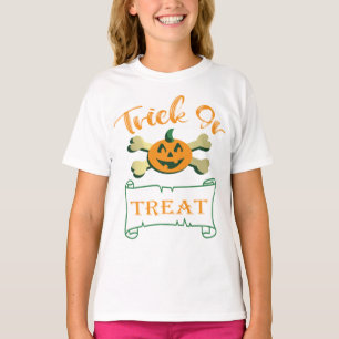 Trick or treat crossbones Halloween pumpkin T-Shir T-Shirt