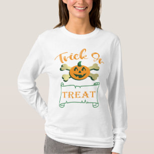 Trick or treat crossbones Halloween pumpkin T-Shir T-Shirt