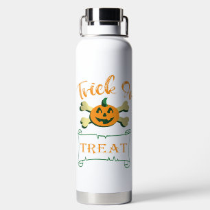 Trick or treat crossbones Halloween pumpkin  Water Bottle